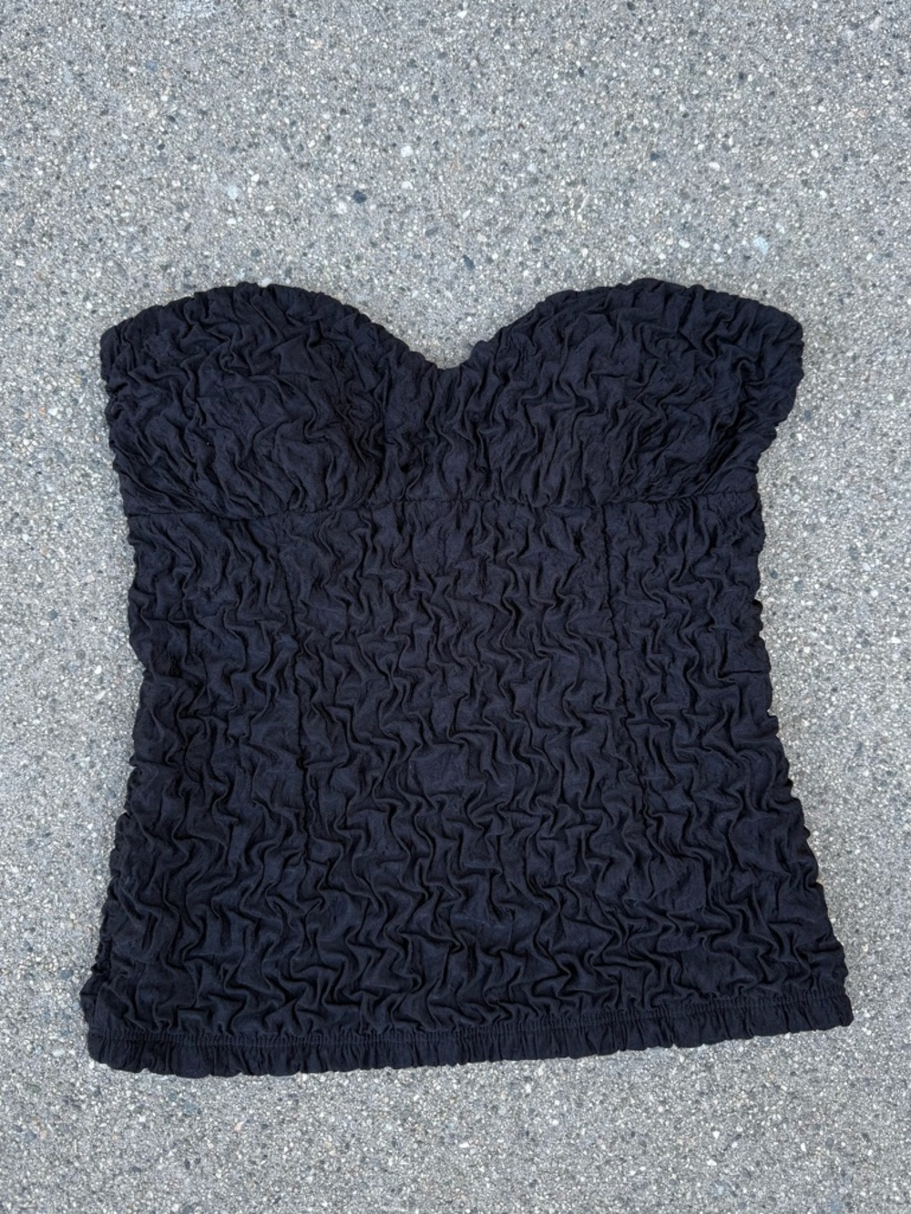 Mystic Black Strapless Ruched Top with Sweetheart Detail